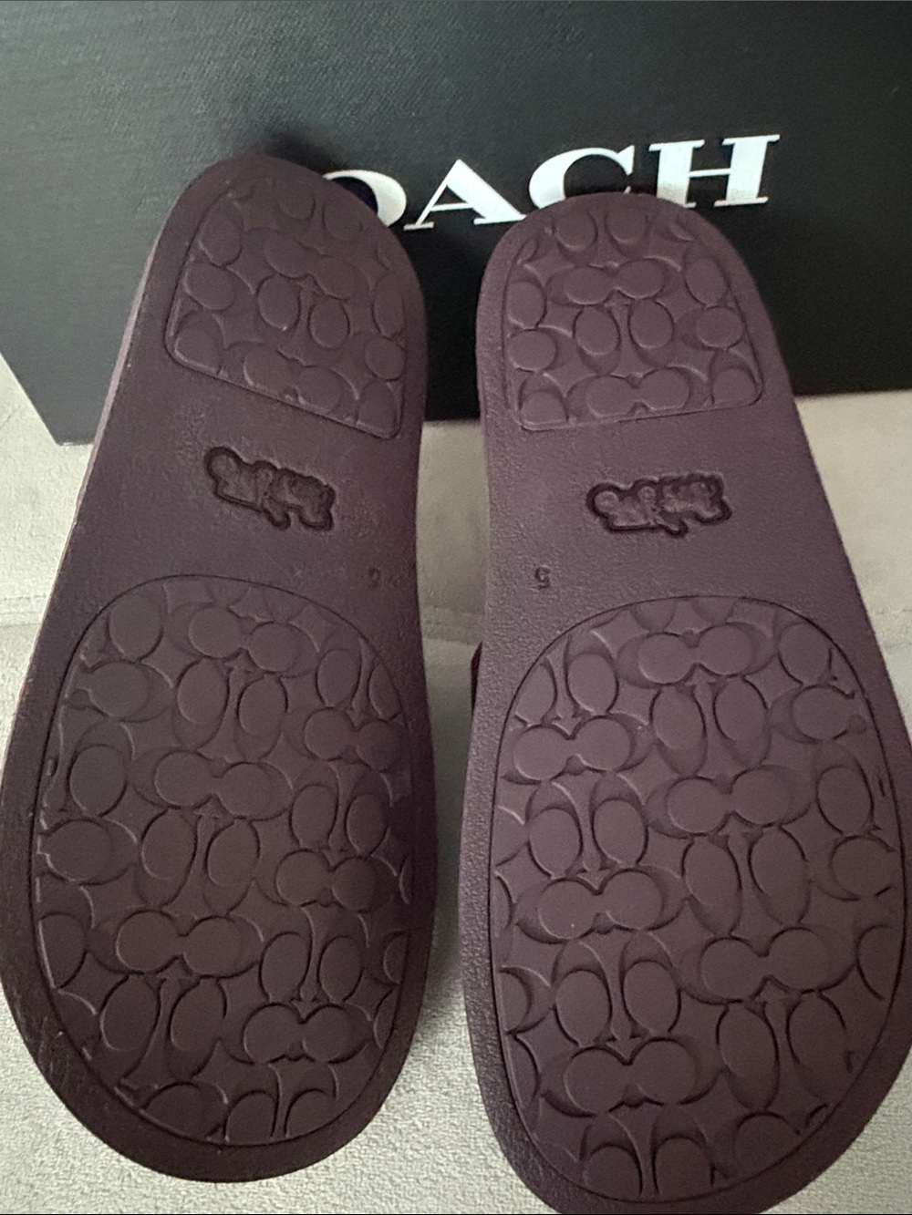 BNNW Udele Coated Canvas Coach Slide Sandals in Black Currant Color - Picture 3 of 4